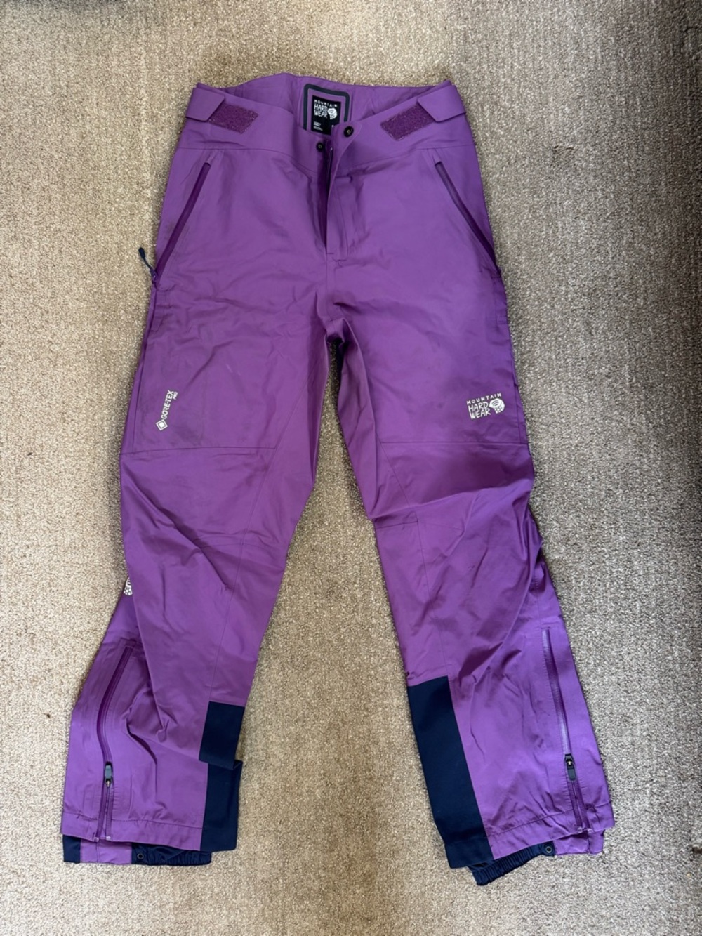 Mountain Hardwear Purple Backcountry Snow Pants with Navy Reinforced Cuffs